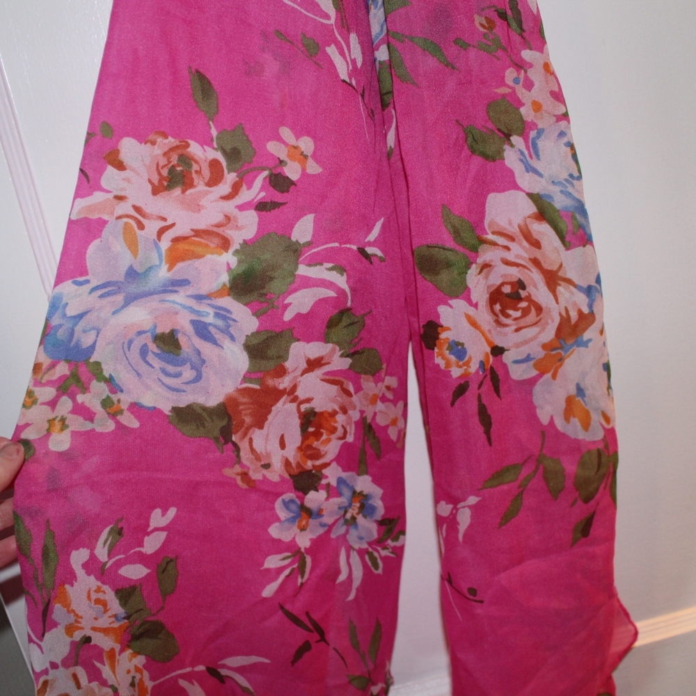 Pink floral scarf
